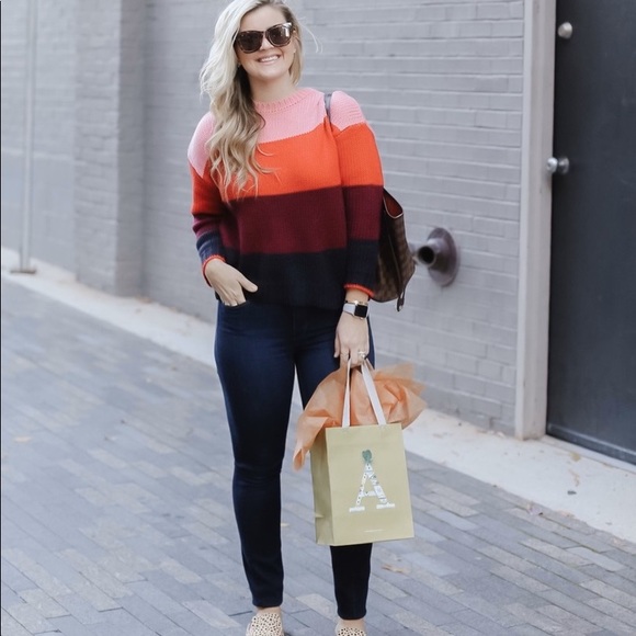 Anthropologie Sweaters - Sundry scarlet stripe sweater
